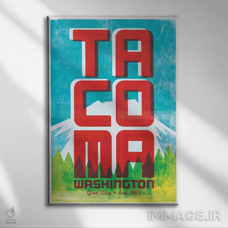 تابلو دکوراتیو پوستر تایپوگرافی تاکوما اثر جیم زانیسر - نمای روبهرو روی دیوار