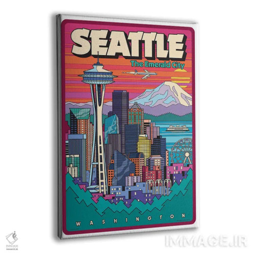 تابلو دکوراتیو پوستر سفر پاپ آرت سیاتل اثر جیم زانیسر - نمای پرسپکتیو محصول