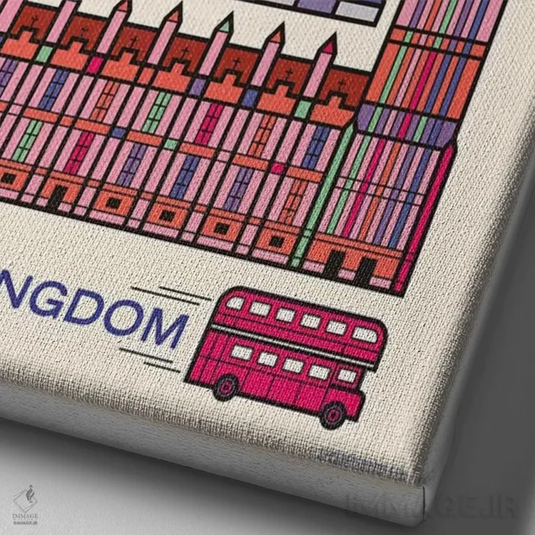 تابلو دکوراتیو پوستر سفر لندن اثر جیم زانیسر - نمای نزدیک بافت بوم