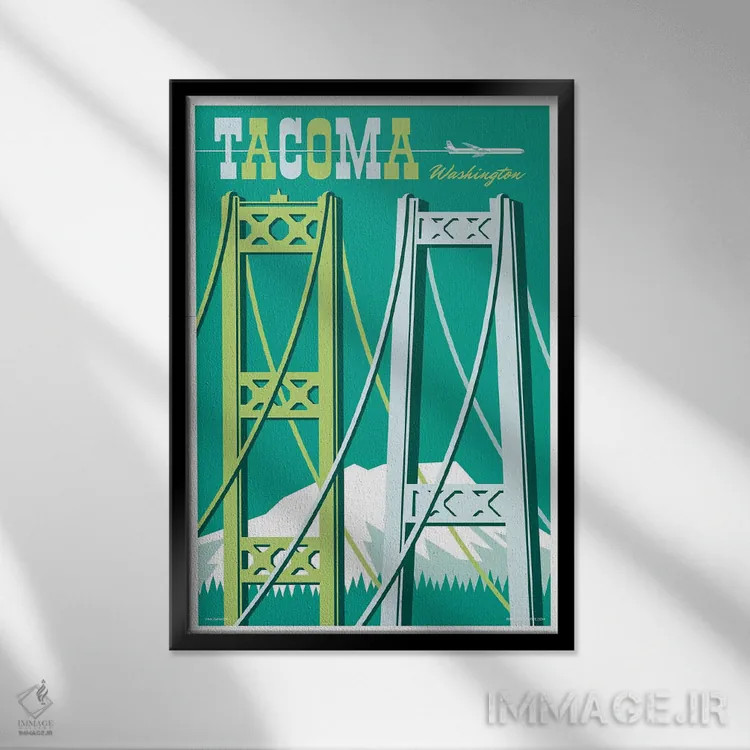 تابلو دکوراتیو پوستر سفر پل های تاکوما I اثر جیم زانیسر - نمای قابدار مشکی