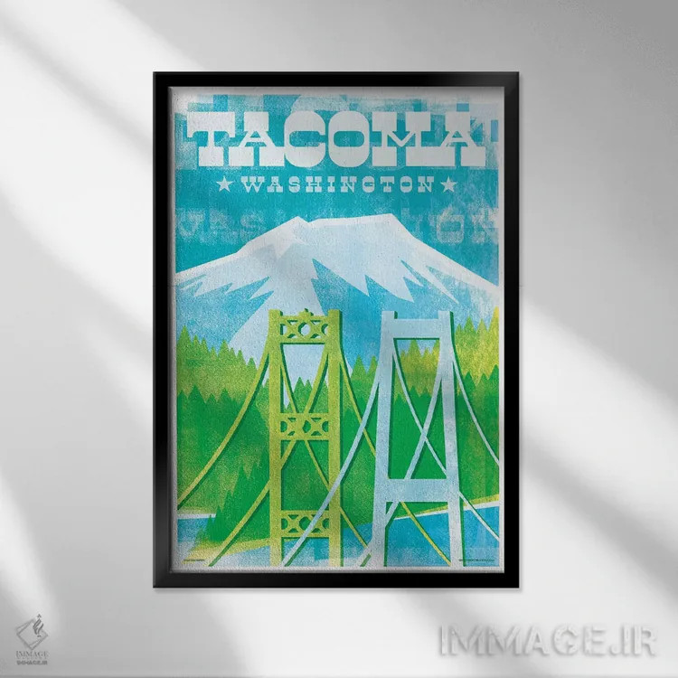 تابلو دکوراتیو پوستر سفر پل های تاکوما II اثر جیم زانیسر - نمای قابدار مشکی