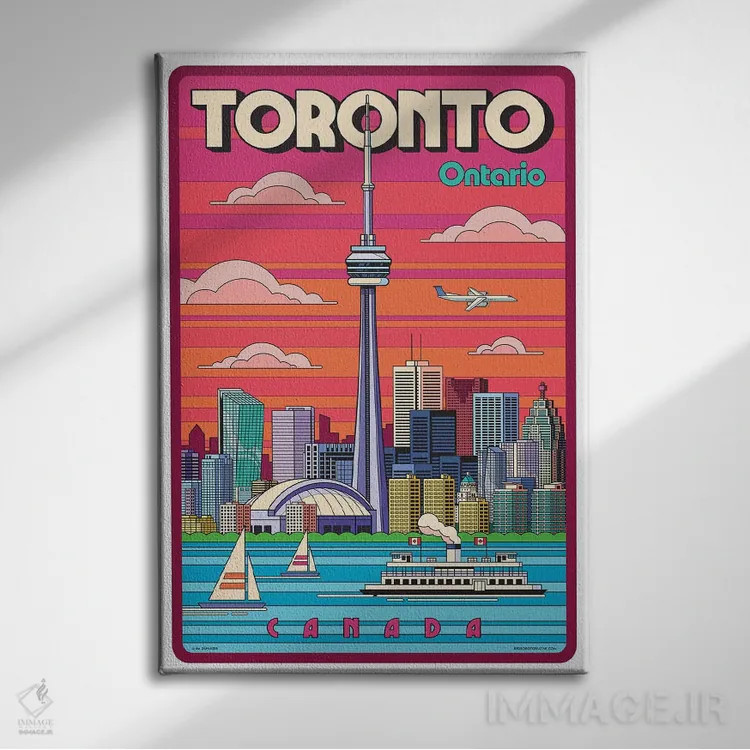 تابلو دکوراتیو پوستر سفر پاپ آرت تورنتو اثر جیم زانیسر - نمای روبهرو روی دیوار