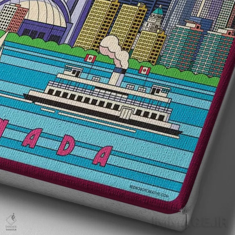 تابلو دکوراتیو پوستر سفر پاپ آرت تورنتو اثر جیم زانیسر - نمای نزدیک بافت بوم