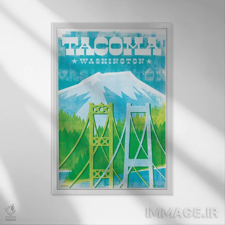 تابلو دکوراتیو پوستر سفر پل های تاکوما II اثر جیم زانیسر - نمای قابدار سفید