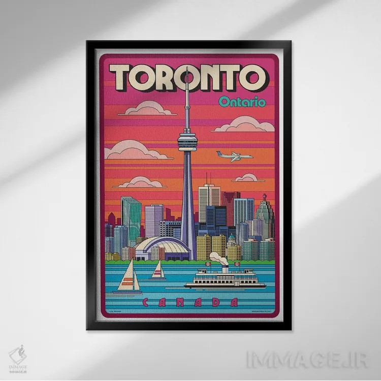 تابلو دکوراتیو پوستر سفر پاپ آرت تورنتو اثر جیم زانیسر - نمای قابدار مشکی