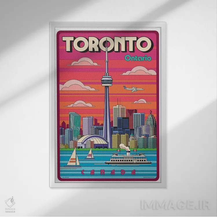 تابلو دکوراتیو پوستر سفر پاپ آرت تورنتو اثر جیم زانیسر - نمای قابدار سفید