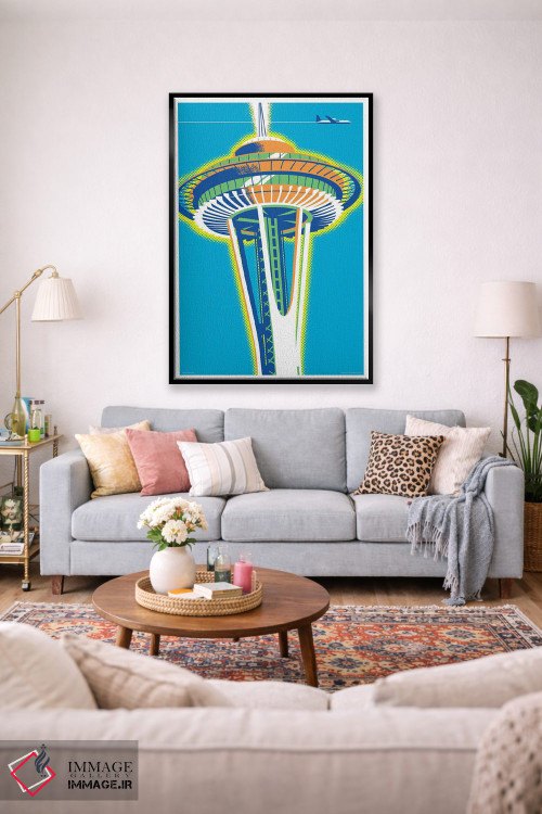 تابلو دکوراتیو پوستر برج فضایی سیاتل اثر جیم زانیسر - D1B