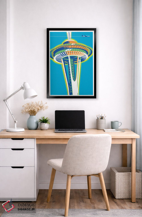 تابلو دکوراتیو پوستر برج فضایی سیاتل اثر جیم زانیسر - D5B