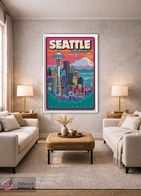 تابلو دکوراتیو پوستر سفر پاپ آرت سیاتل اثر جیم زانیسر - D1W