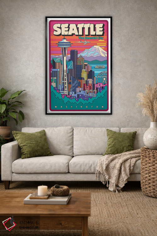 تابلو دکوراتیو پوستر سفر پاپ آرت سیاتل اثر جیم زانیسر - D2B