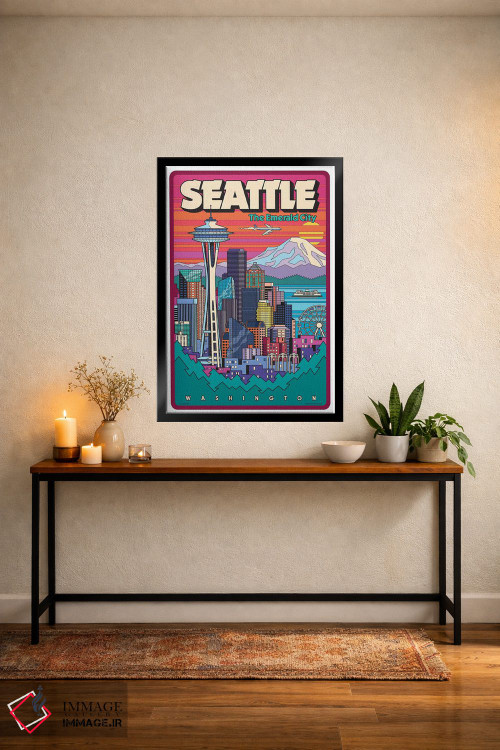 تابلو دکوراتیو پوستر سفر پاپ آرت سیاتل اثر جیم زانیسر - D5B
