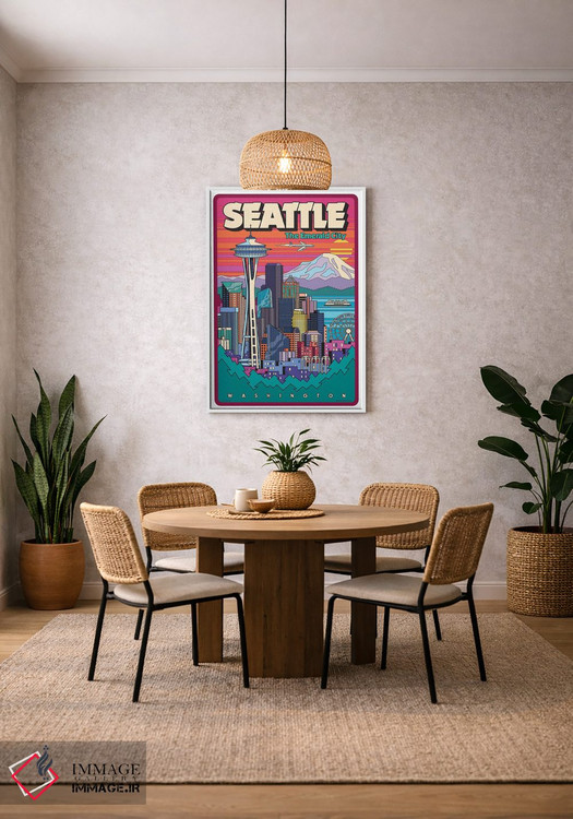 تابلو دکوراتیو پوستر سفر پاپ آرت سیاتل اثر جیم زانیسر - D3W