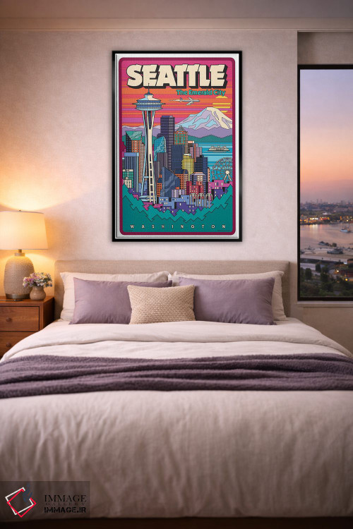 تابلو دکوراتیو پوستر سفر پاپ آرت سیاتل اثر جیم زانیسر - D6B