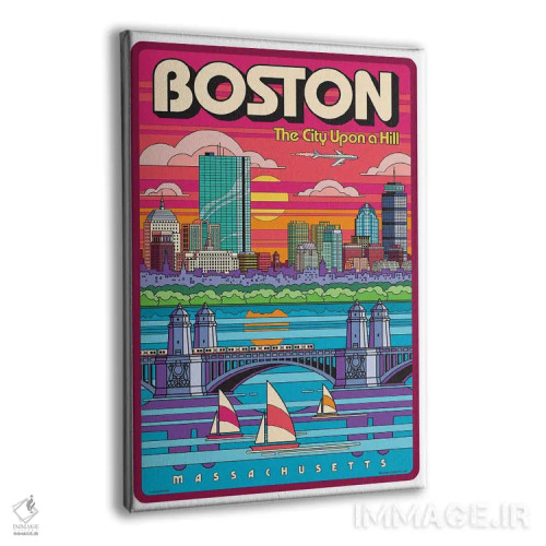 تابلو دکوراتیو پوستر سفر پاپ آرت بوستون اثر جیم زانیسر - نمای پرسپکتیو محصول