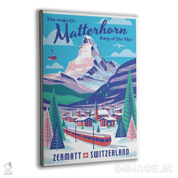 تابلو دکوراتیو پوستر سفر ماترهورن سوئیس اثر جیم زانیسر - نمای پرسپکتیو محصول
