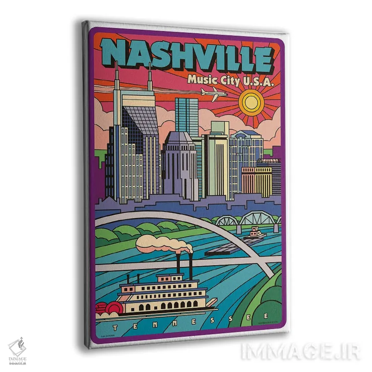 تابلو دکوراتیو پوستر سفر پاپ آرت نشویل جدید اثر جیم زانیسر - نمای پرسپکتیو محصول