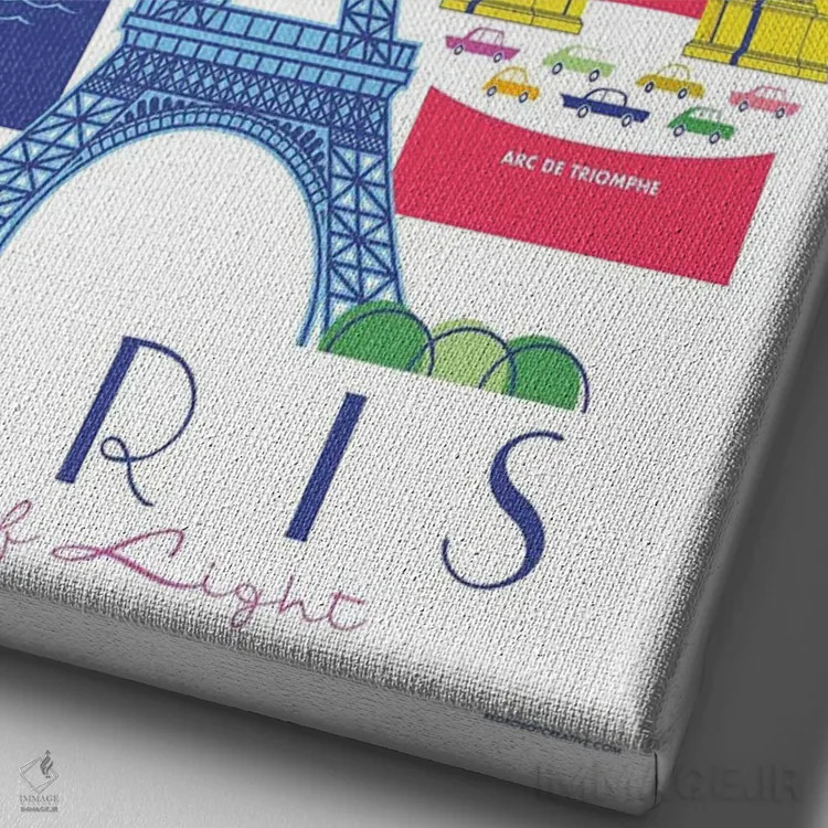 تابلو دکوراتیو پوستر سفر پاریس اثر جیم زانیسر - نمای نزدیک بافت بوم