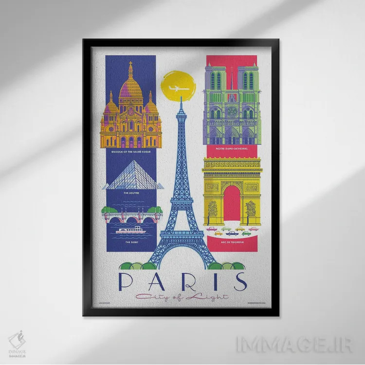 تابلو دکوراتیو پوستر سفر پاریس اثر جیم زانیسر - نمای قابدار مشکی