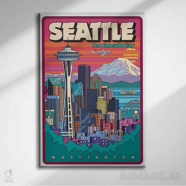 تابلو دکوراتیو پاپ آرت سیاتل اثر جیم زانیسر - نمای روبهرو روی دیوار