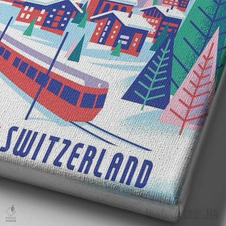 تابلو دکوراتیو پوستر سفر ماترهورن سوئیس اثر جیم زانیسر - نمای نزدیک بافت بوم