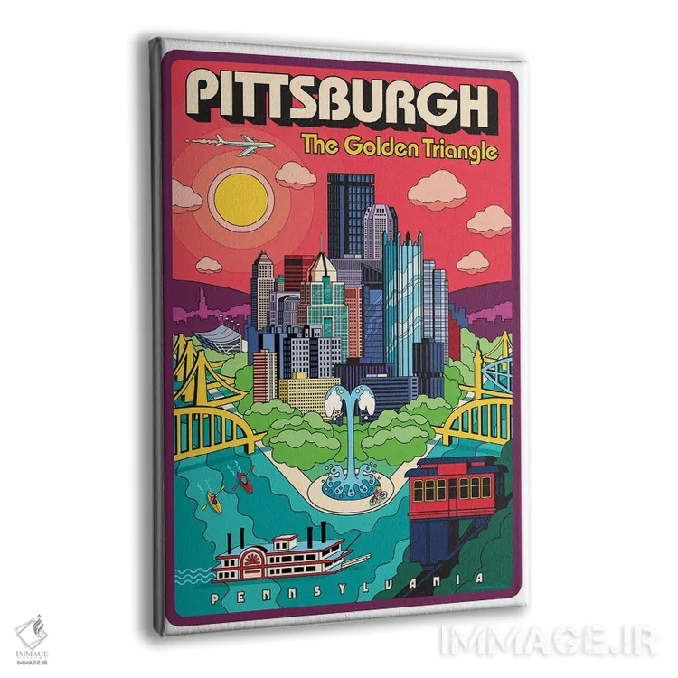تابلو دکوراتیو پوستر سفر پاپ آرت پیتزبورگ اثر جیم زانیسر - نمای پرسپکتیو محصول