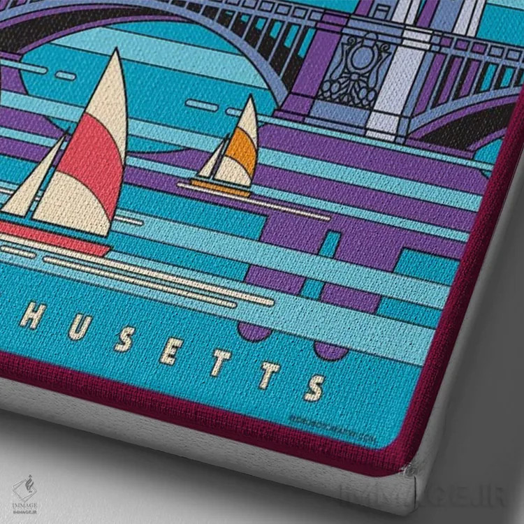 تابلو دکوراتیو پوستر سفر پاپ آرت بوستون اثر جیم زانیسر - نمای نزدیک بافت بوم