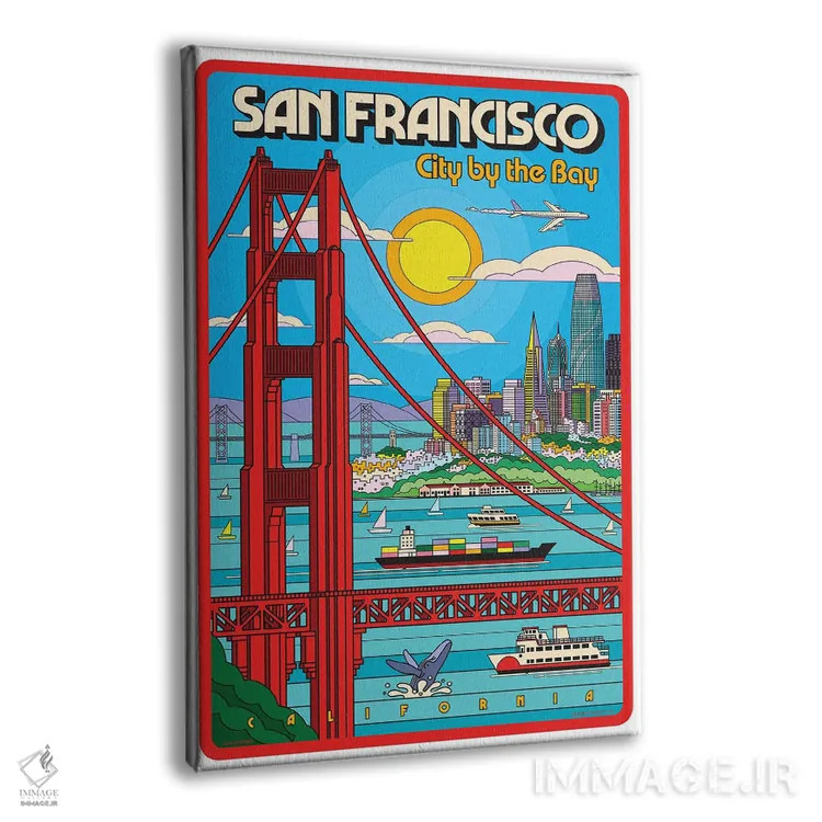 تابلو دکوراتیو پوستر سفر پاپ آرت سان فرانسیسکو اثر جیم زانیسر - نمای پرسپکتیو محصول
