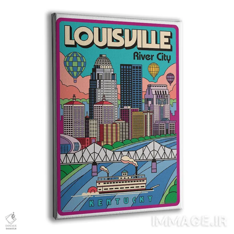 تابلو دکوراتیو پوستر سفر پاپ آرت لوئیزویل اثر جیم زانیسر - نمای پرسپکتیو محصول