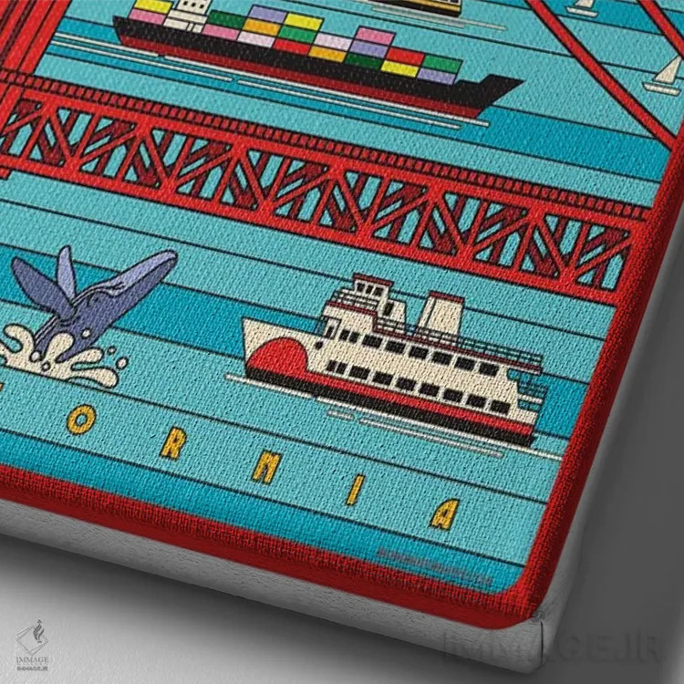 تابلو دکوراتیو پوستر سفر پاپ آرت سان فرانسیسکو اثر جیم زانیسر - نمای نزدیک بافت بوم