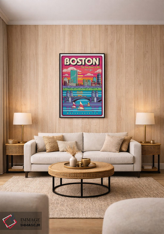 تابلو دکوراتیو پوستر سفر پاپ آرت بوستون اثر جیم زانیسر - D1B
