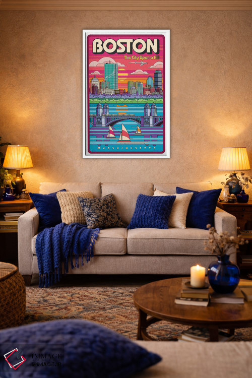 تابلو دکوراتیو پوستر سفر پاپ آرت بوستون اثر جیم زانیسر - D2W