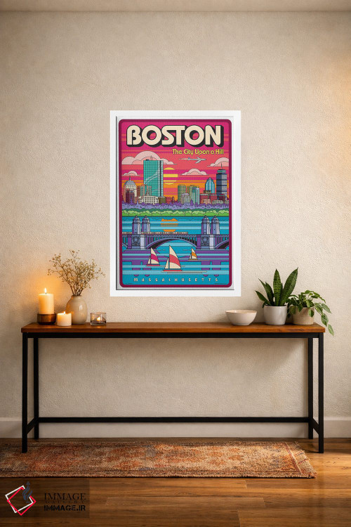 تابلو دکوراتیو پوستر سفر پاپ آرت بوستون اثر جیم زانیسر - D3W