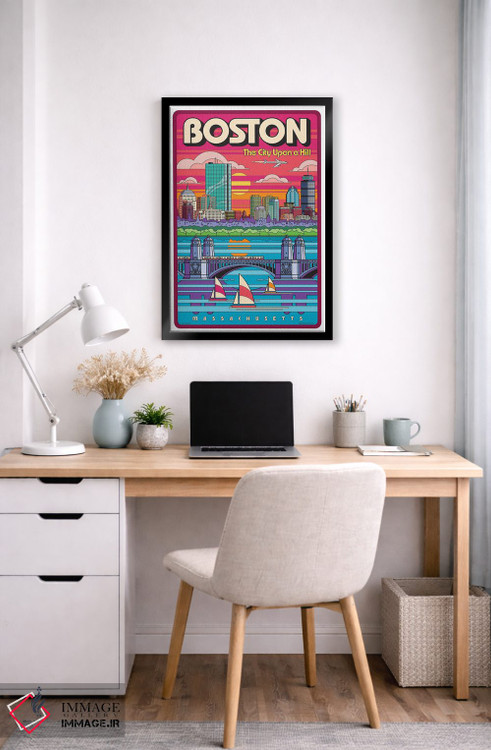 تابلو دکوراتیو پوستر سفر پاپ آرت بوستون اثر جیم زانیسر - D6B