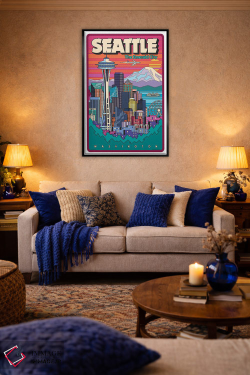 تابلو دکوراتیو پاپ آرت سیاتل اثر جیم زانیسر - D5B