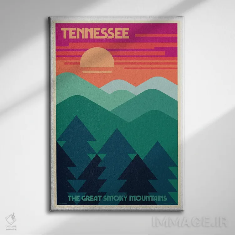تابلو دکوراتیو پوستر سفر رترو تنسی اثر جیم زانیسر - نمای روبهرو روی دیوار