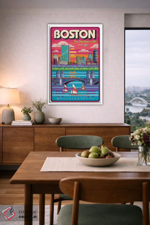 تابلو دکوراتیو پوستر سفر پاپ آرت بوستون اثر جیم زانیسر - D5W