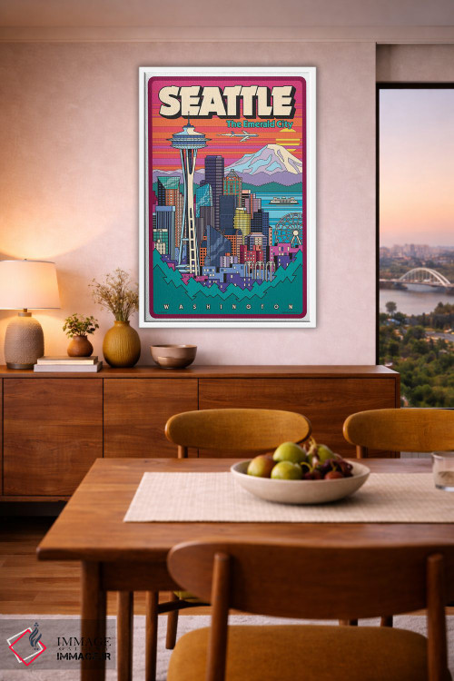 تابلو دکوراتیو پاپ آرت سیاتل اثر جیم زانیسر - D6W