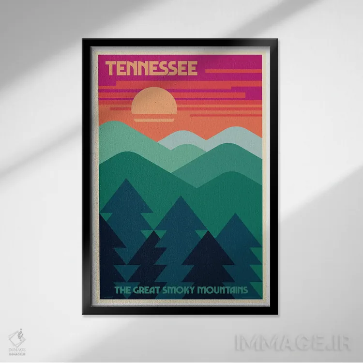 تابلو دکوراتیو پوستر سفر رترو تنسی اثر جیم زانیسر - نمای قابدار مشکی