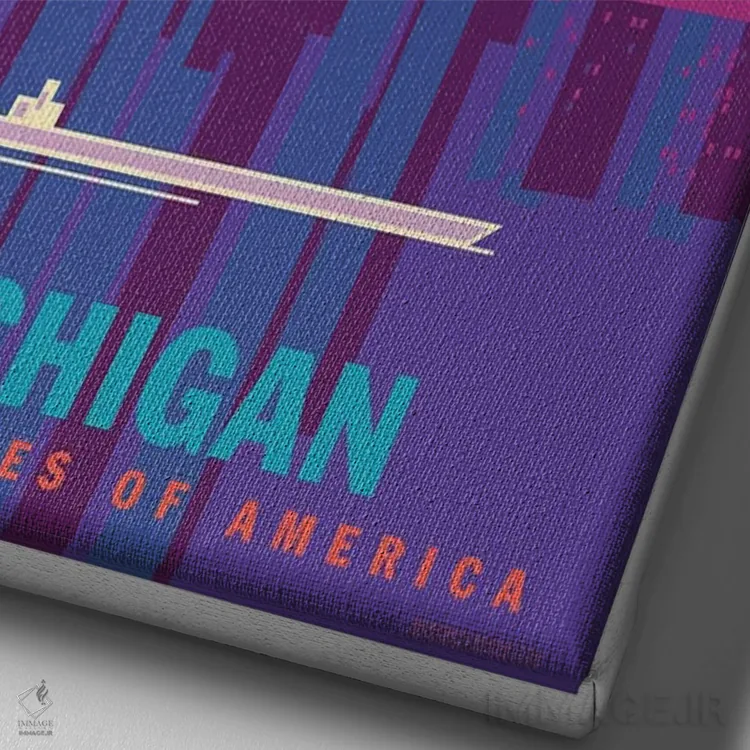 تابلو دکوراتیو پوستر سفر دیترویت اثر جیم زانیسر - نمای نزدیک بافت بوم