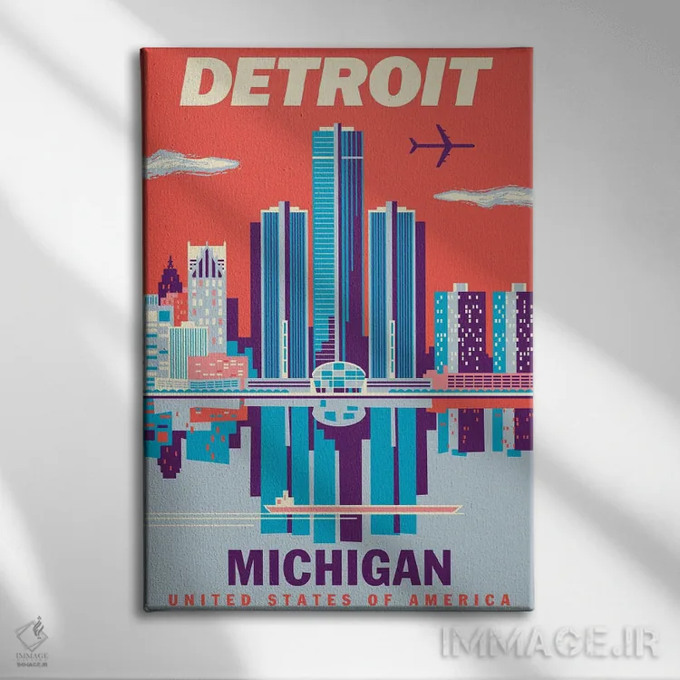 تابلو دکوراتیو پوستر سفر دیترویت ۲ اثر جیم زانیسر - نمای روبهرو روی دیوار
