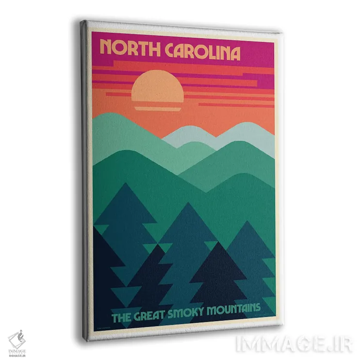 تابلو دکوراتیو پوستر سفر رترو کارولینای شمالی اثر جیم زانیسر - نمای پرسپکتیو محصول