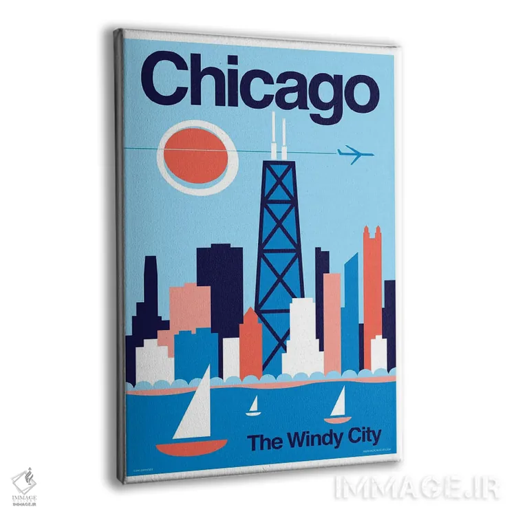 تابلو دکوراتیو پوستر مینیمال سفر شیکاگو اثر جیم زانیسر - نمای پرسپکتیو محصول