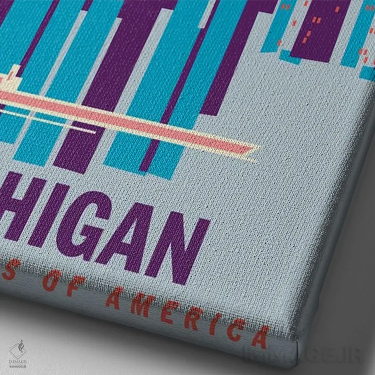 تابلو دکوراتیو پوستر سفر دیترویت ۲ اثر جیم زانیسر - نمای نزدیک بافت بوم