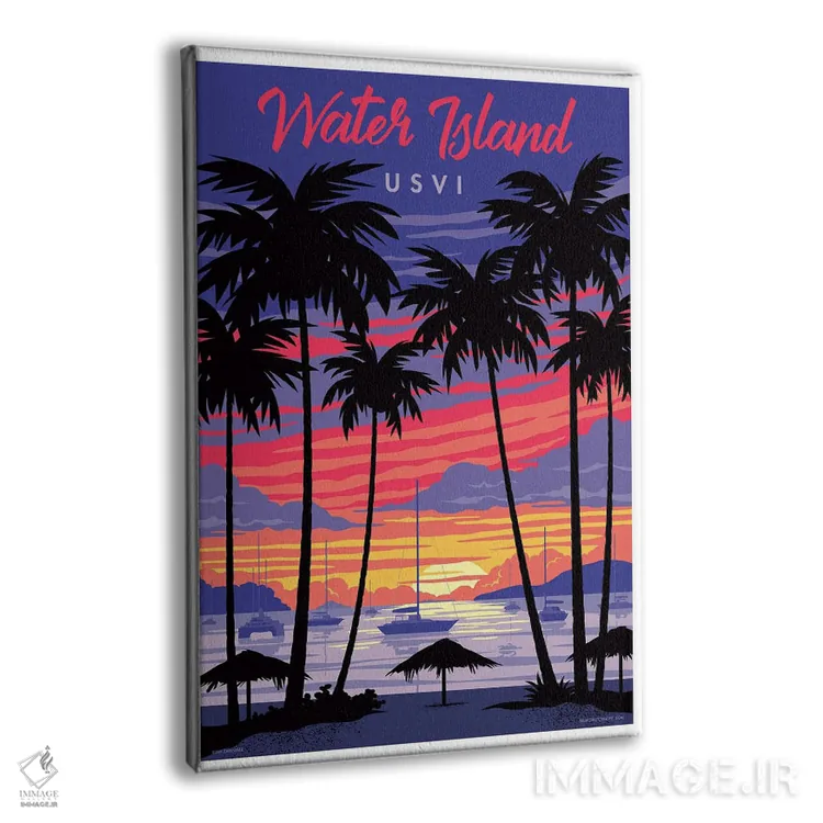 تابلو دکوراتیو پوستر سفر جزیره آب اثر جیم زانیسر - نمای پرسپکتیو محصول