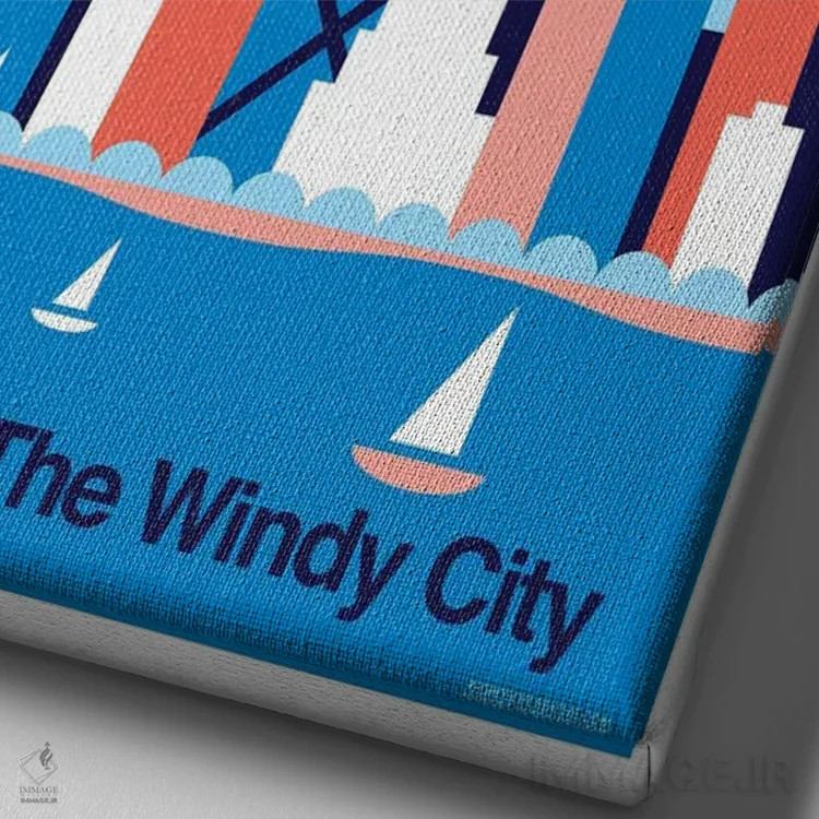 تابلو دکوراتیو پوستر مینیمال سفر شیکاگو اثر جیم زانیسر - نمای نزدیک بافت بوم