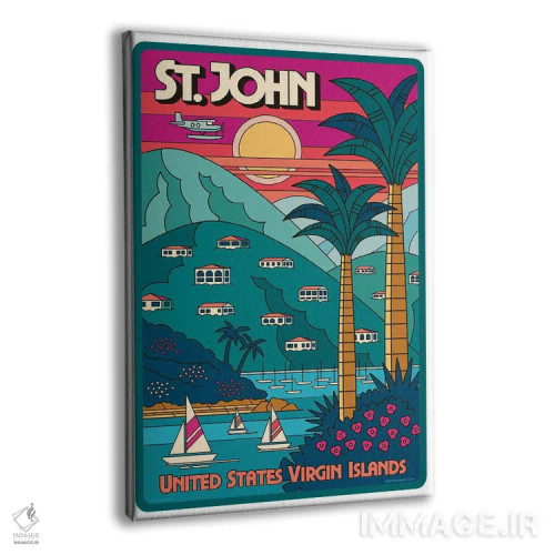 تابلو دکوراتیو پوستر سفر سنت جان اثر جیم زانیسر - نمای پرسپکتیو محصول
