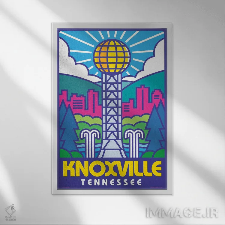 تابلو دکوراتیو پوستر سفر پاپ آرت ناکسویل اثر جیم زانیسر - نمای قابدار سفید