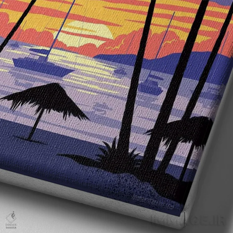 تابلو دکوراتیو پوستر سفر جزیره آب اثر جیم زانیسر - نمای نزدیک بافت بوم