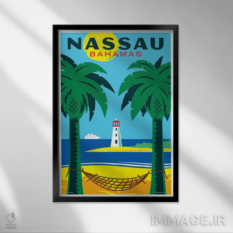 تابلو دکوراتیو پوستر سفر ناسائو اثر جیم زانیسر - نمای قابدار مشکی