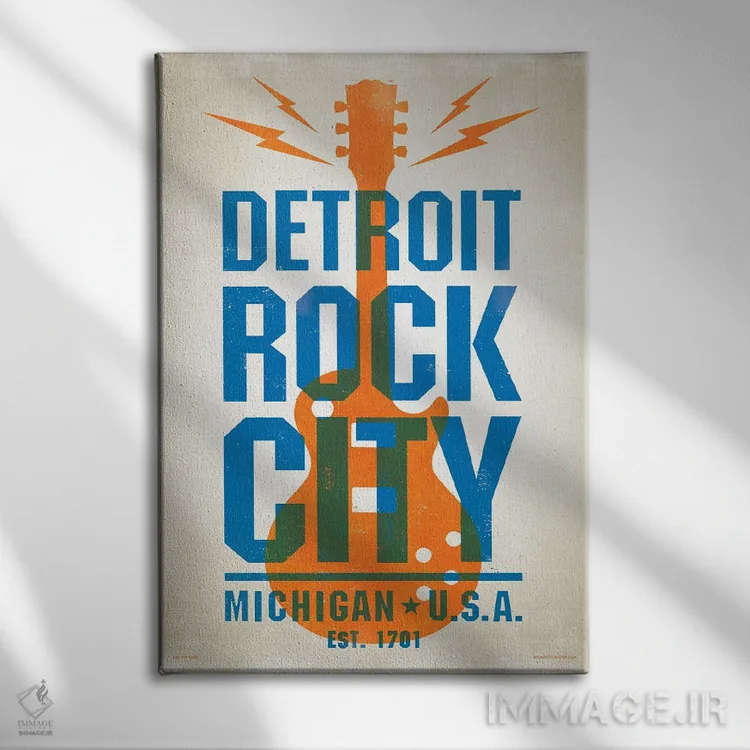 تابلو مدرن پوستر چاپ حروف دیترویت اثر جیم زانیسر - نمای روبهرو روی دیوار